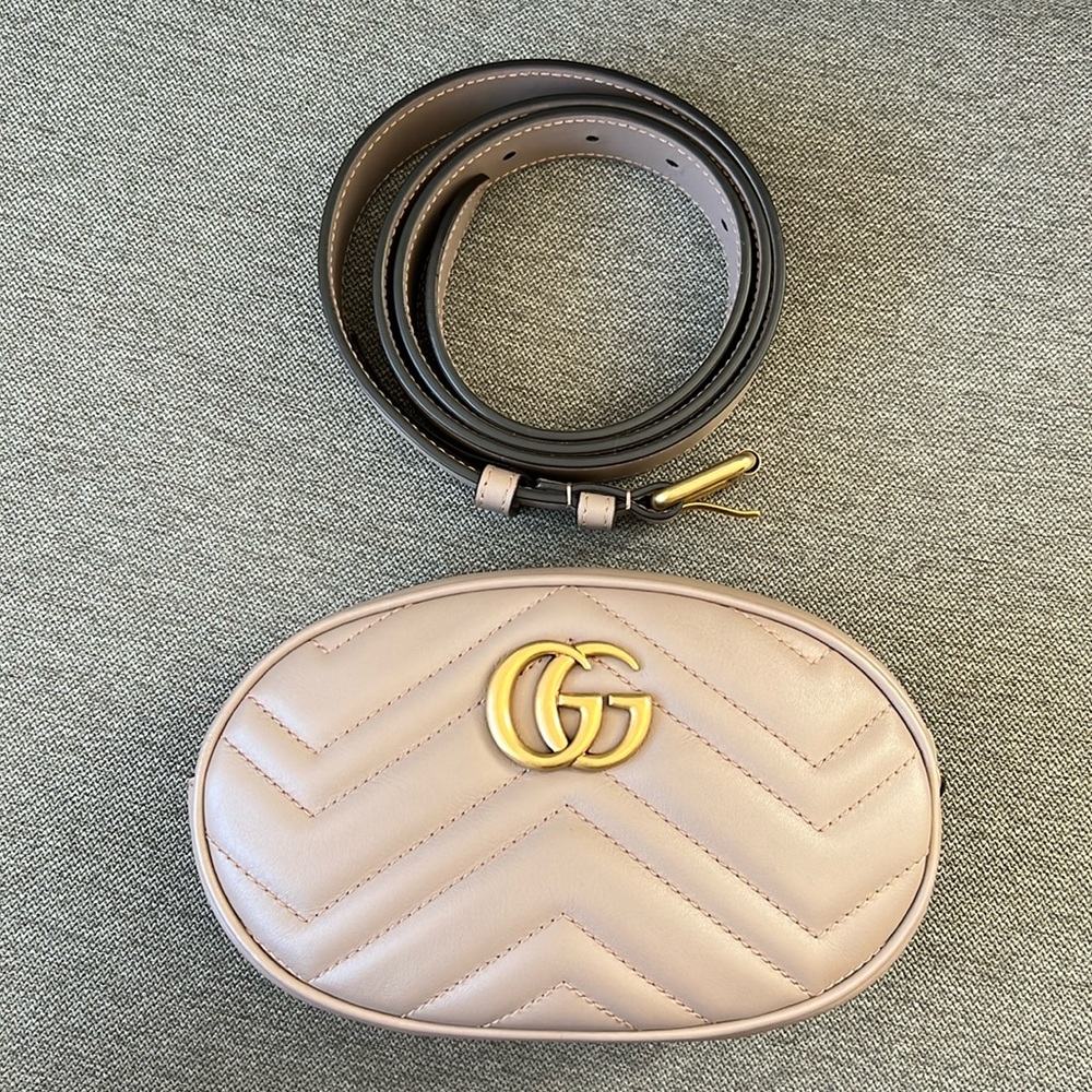 Gucci Pink Leather Crossbody Bag with Gold Logo